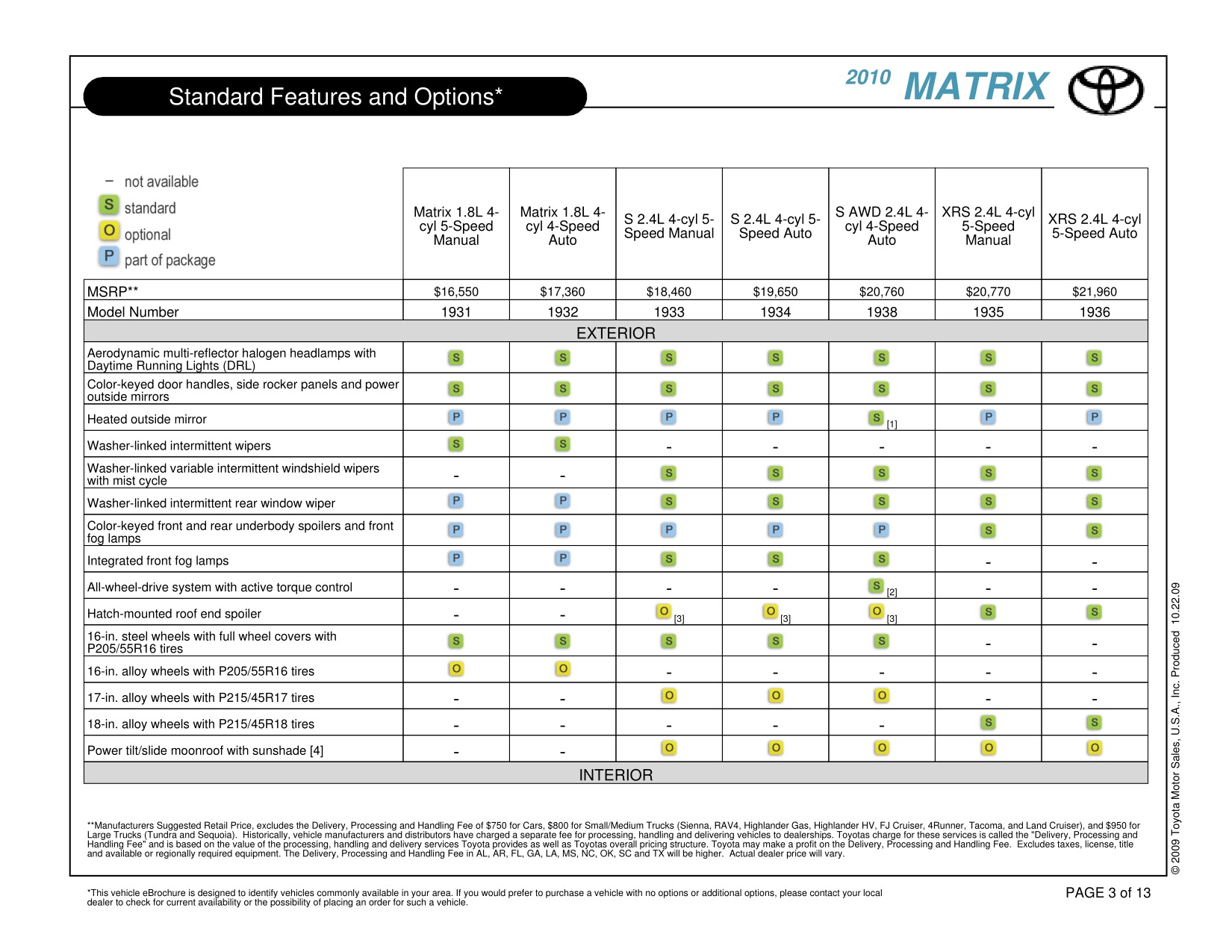 2010 Toyota Matrix Brochure Page 13